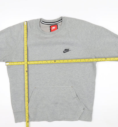 Nike Men's Grey Regular Fit Crew Neck Pullover Sweatshirt M