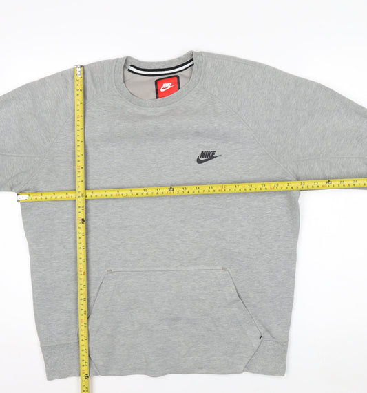 Nike Men's Grey Regular Fit Crew Neck Pullover Sweatshirt M