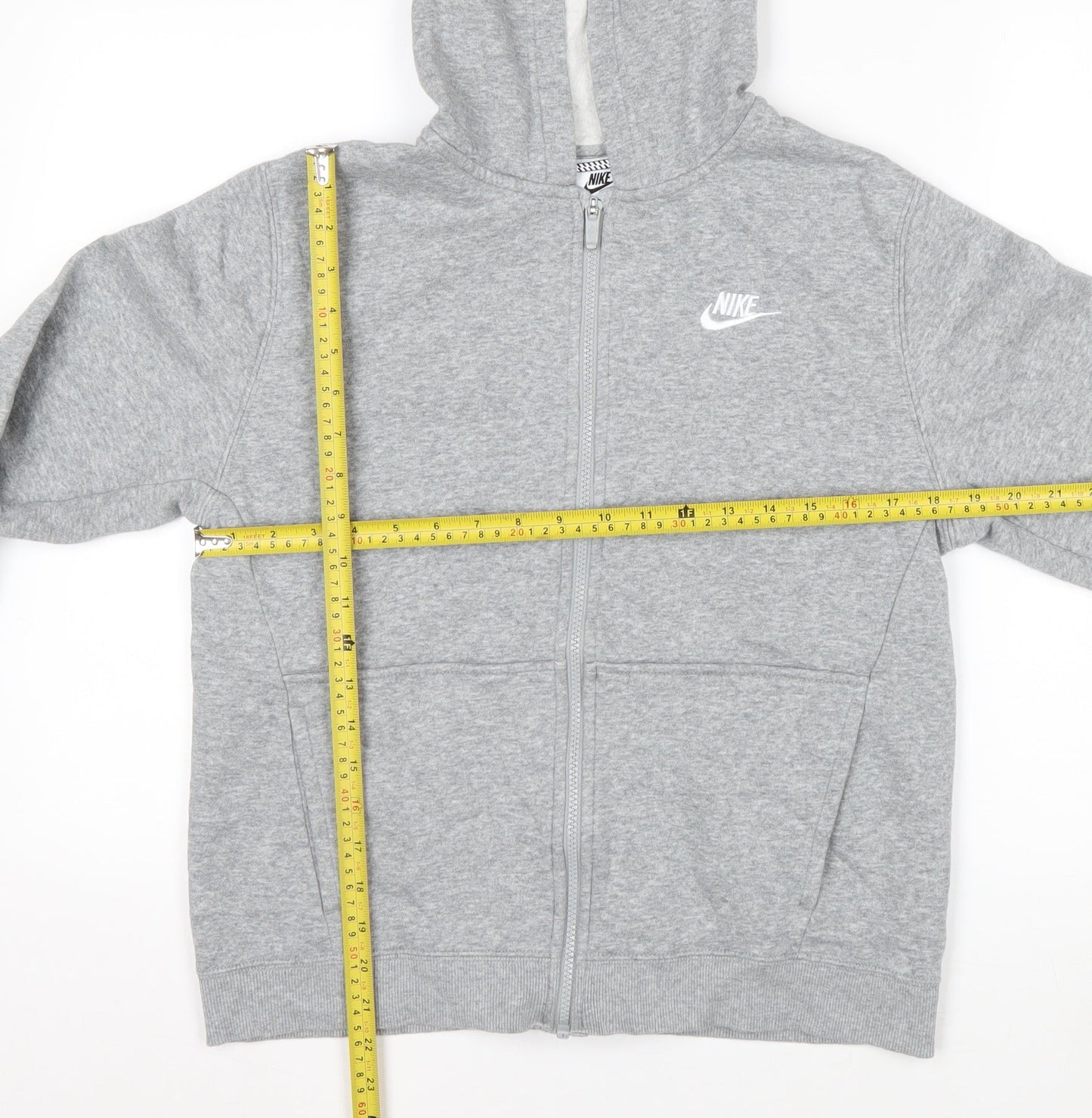 Nike Boys Grey Full Zip Hoodie XL 158-170cm Cotton Blend Fleece
