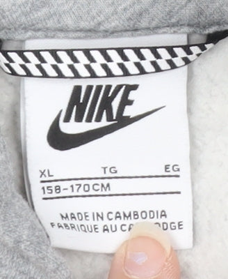 Nike Boys Grey Full Zip Hoodie XL 158-170cm Cotton Blend Fleece