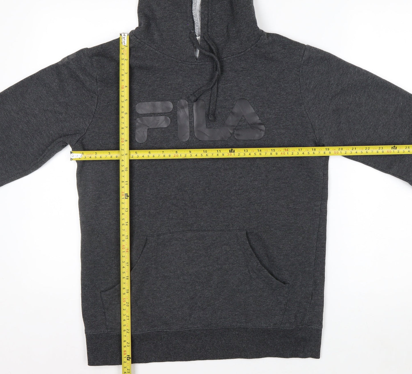 FILA Men’s Grey Pullover Hoodie S Logo Fleece Sports Casual