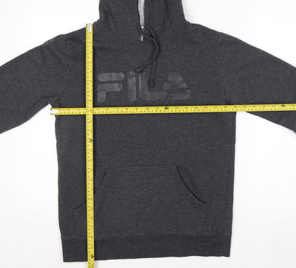 FILA Men’s Grey Pullover Hoodie S Logo Fleece Sports Casual
