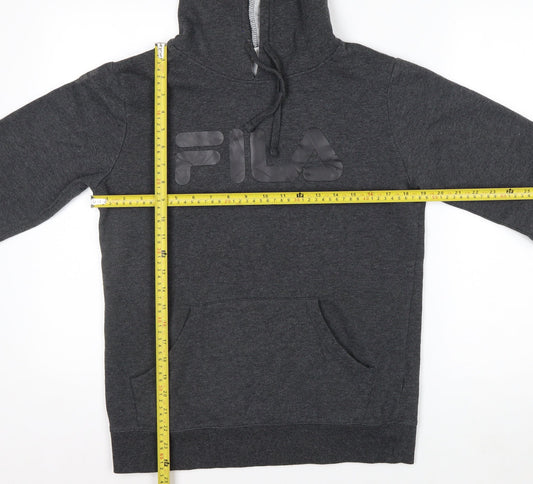 FILA Men’s Grey Pullover Hoodie S Logo Fleece Sports Casual