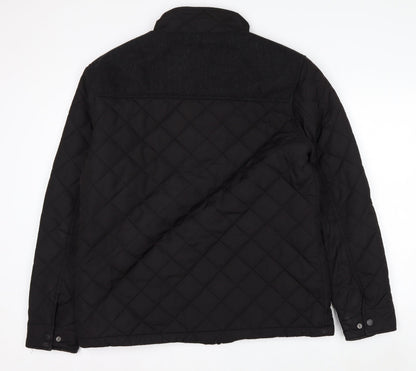 Next Men's Black Quilted Jacket L Polyester Wool Blend Lined Casual
