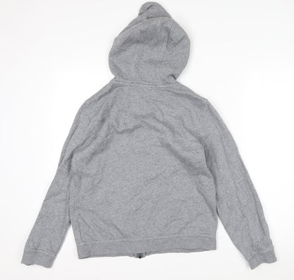 Nike Boys Grey Full Zip Hoodie Size 147-158cm Cotton Blend Sportswear