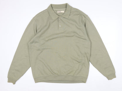 EWM Men’s Green Collared Henley Sweatshirt Size M