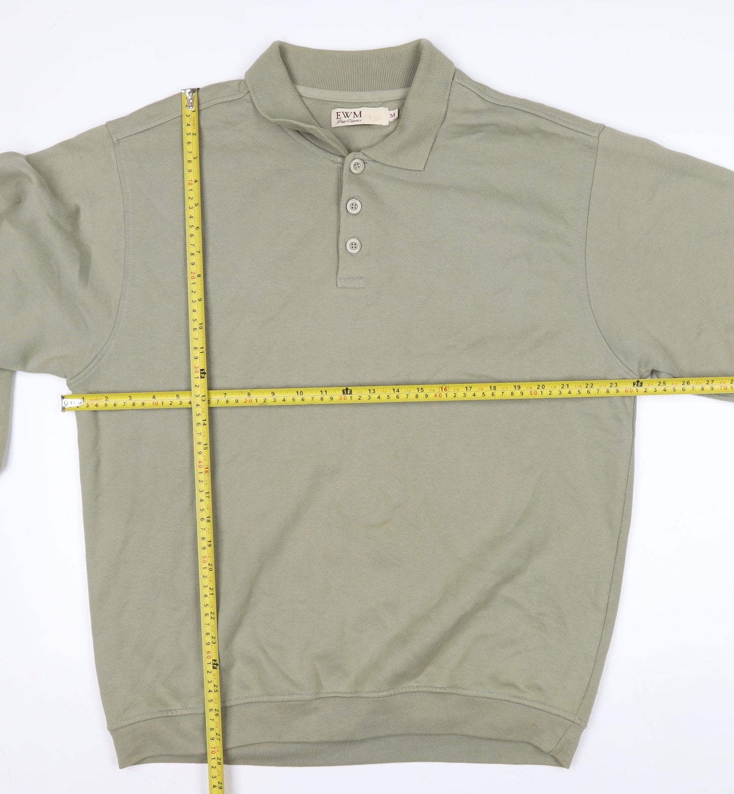 EWM Men’s Green Collared Henley Sweatshirt Size M