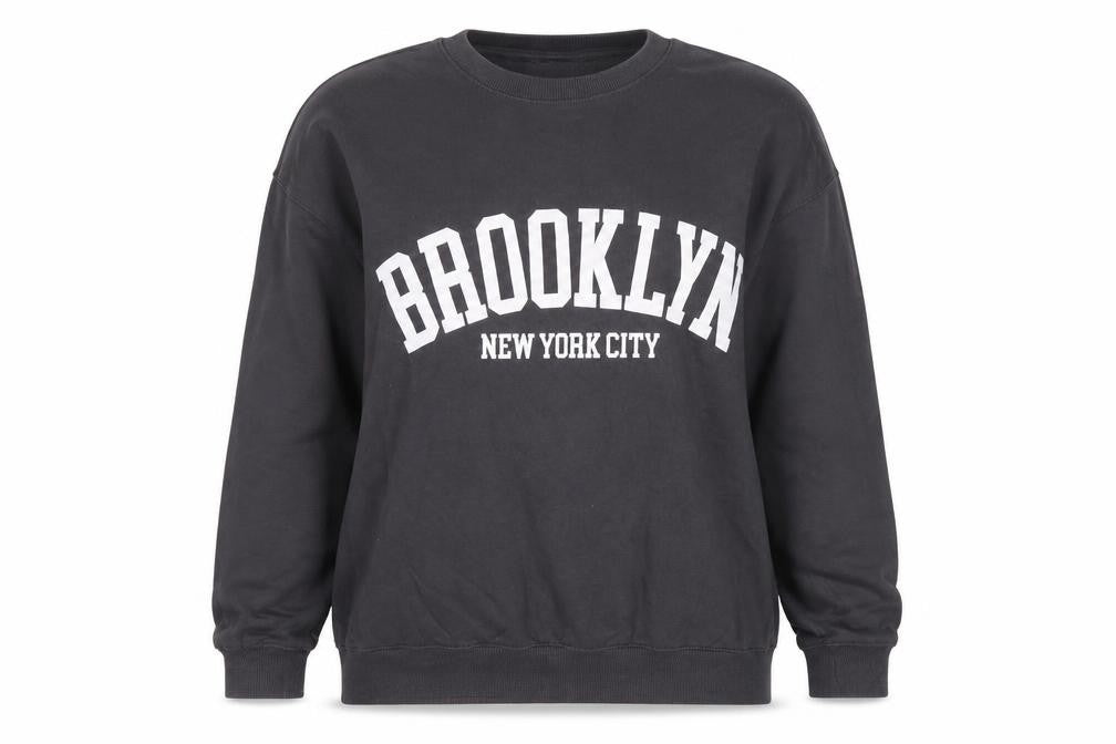 New Look Women Black Brooklyn Pullover Sweatshirt Size M Cotton Blend