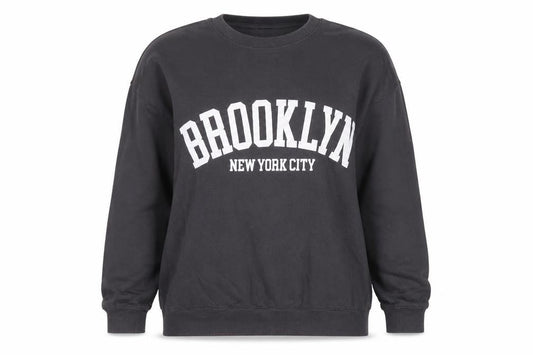 New Look Women Black Brooklyn Pullover Sweatshirt Size M Cotton Blend