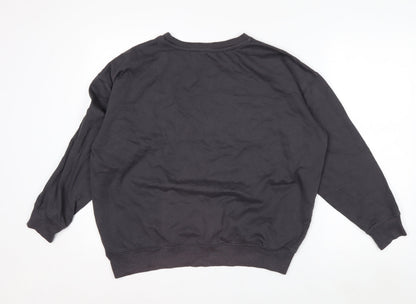 New Look Women Black Brooklyn Pullover Sweatshirt Size M Cotton Blend