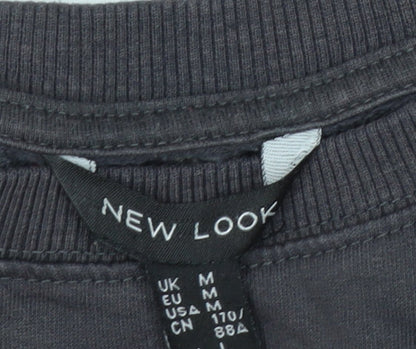 New Look Women Black Brooklyn Pullover Sweatshirt Size M Cotton Blend