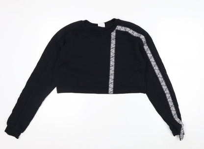 Gymshark Women Black Small Cropped Crew Neck Sweatshirt