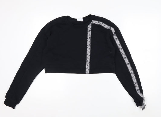 Gymshark Women Black Small Cropped Crew Neck Sweatshirt