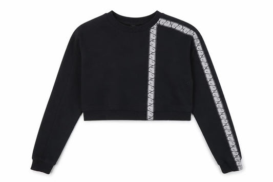 Gymshark Women Black Small Cropped Crew Neck Sweatshirt