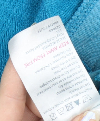 Mountain Warehouse Women Blue Full Zip Hooded Fleece Jacket UK 10