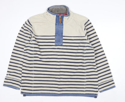 Fat Face Men's Beige Striped 1/4 Zip Cotton Sweatshirt XL