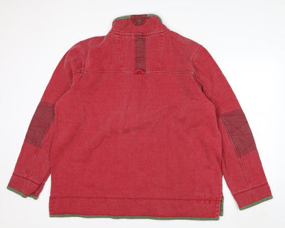 Fat Face Men Red XXL Airlie 1/4 Zip Heavyweight Sweatshirt