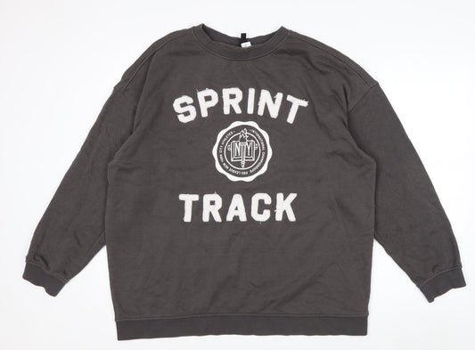 H&M Divided Men’s Grey Sprint Track Crew Neck Sweatshirt Size M