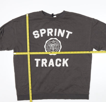 H&M Divided Men’s Grey Sprint Track Crew Neck Sweatshirt Size M