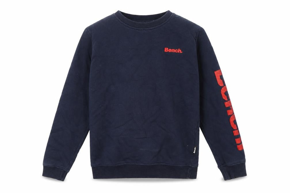 Bench Boys Blue Logo Pullover Sweatshirt 13 Years Cotton Blend Crew Neck