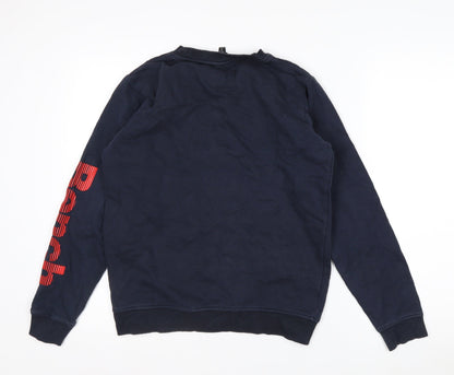 Bench Boys Blue Logo Pullover Sweatshirt 13 Years Cotton Blend Crew Neck