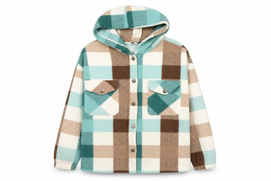 Smile Face Men's Multicoloured Check Hooded Fleece Jacket Size S
