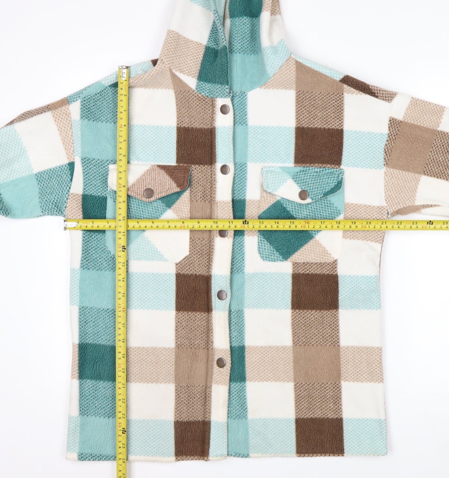Smile Face Men's Multicoloured Check Hooded Fleece Jacket Size S