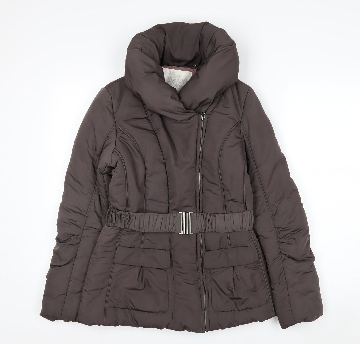 RJR John Rocha Women's Brown Size 8 Belted Puffer Jacket