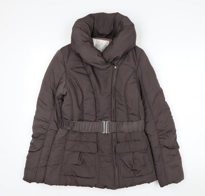 RJR John Rocha Women's Brown Size 8 Belted Puffer Jacket