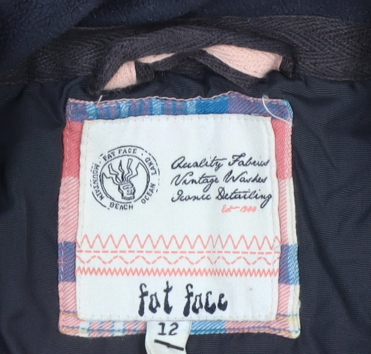Fat Face Women's Black Faux Fur Hooded Parka Jacket Size 12
