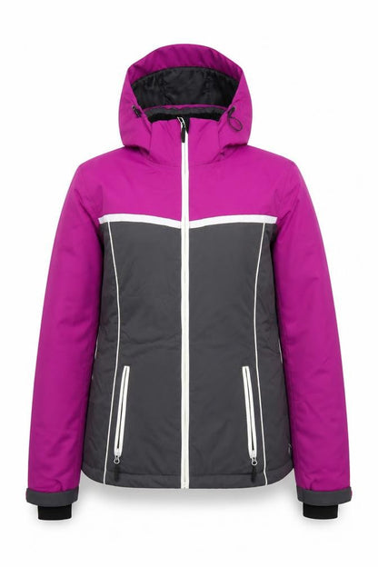 Crane Women's Purple Grey Ski Jacket S Waterproof Hooded Winter Coat