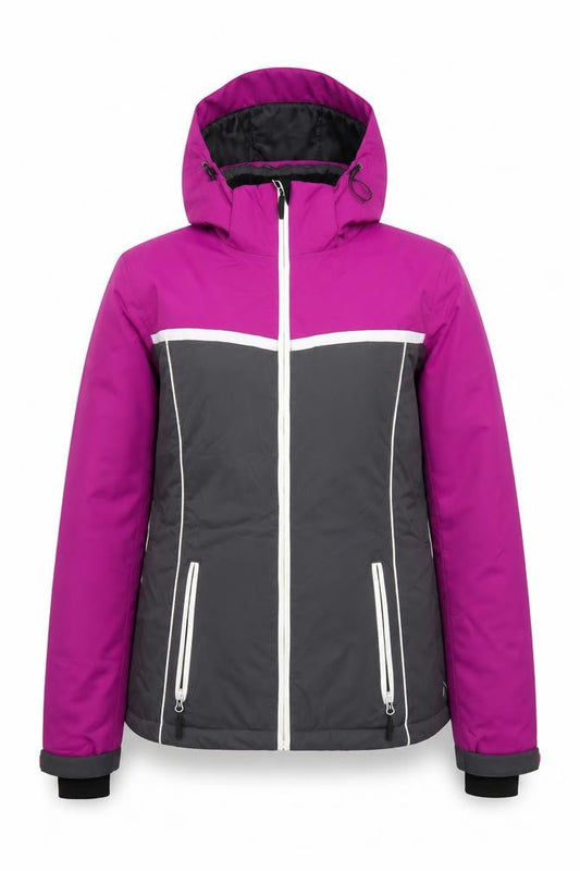 Crane Women's Purple Grey Ski Jacket S Waterproof Hooded Winter Coat