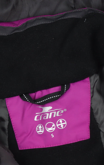Crane Women's Purple Grey Ski Jacket S Waterproof Hooded Winter Coat