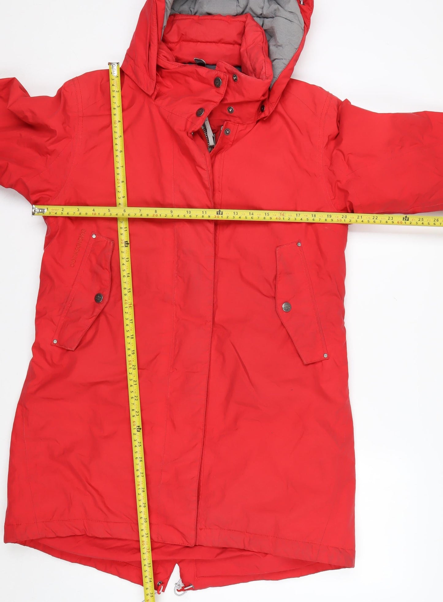 Didriksons 1913 Mens Red Waterproof Hooded Parka Coat Size 40