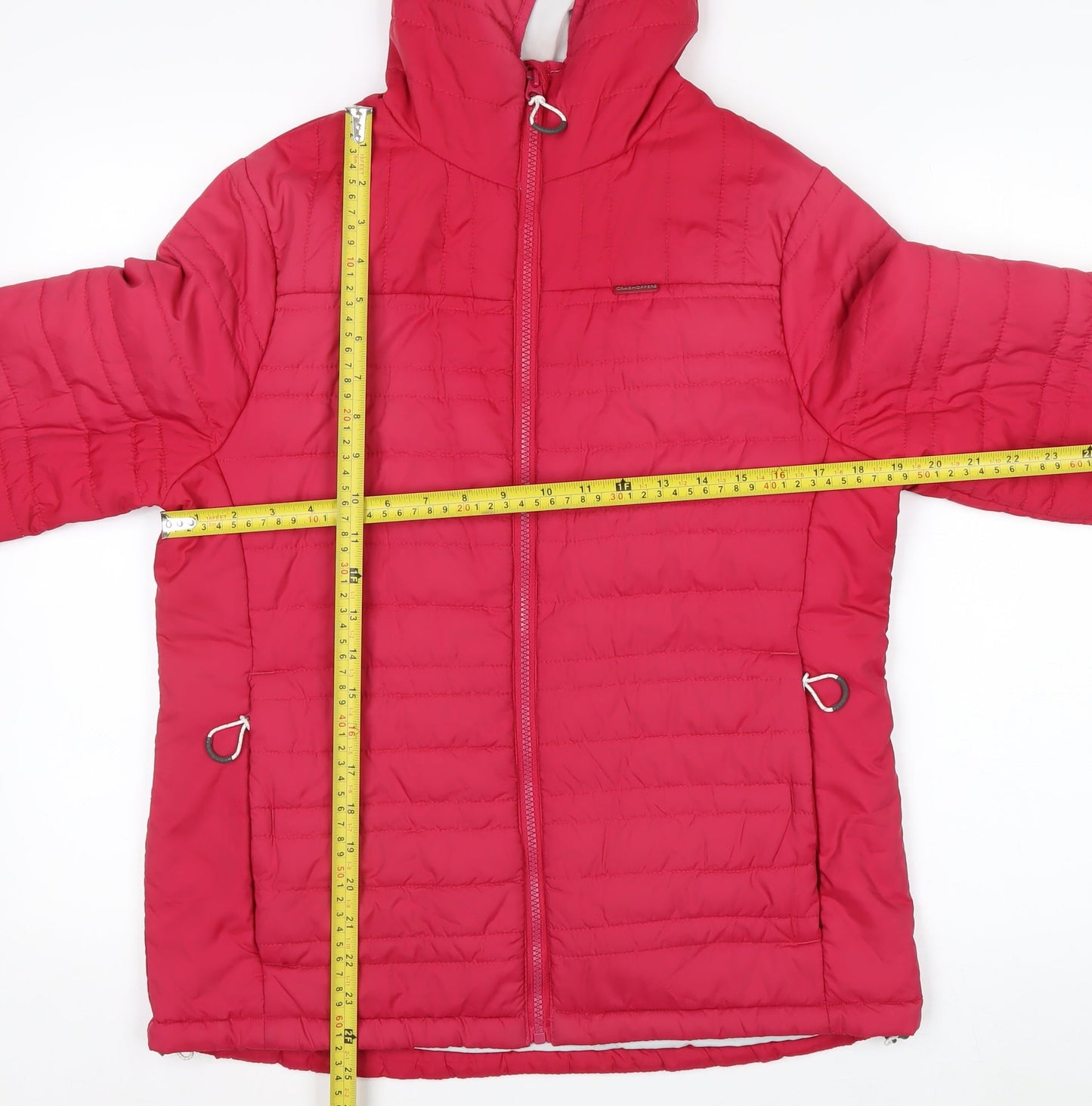 Craghoppers Women's Red Puffer Jacket Size 12 Hooded Insulated Coat