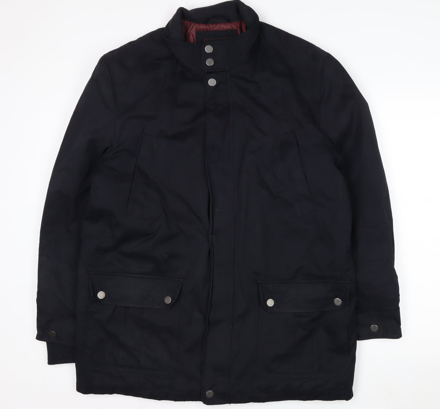 Thomas Nash Men's Black L Parka Jacket Lined Mid-Length Cotton Blend