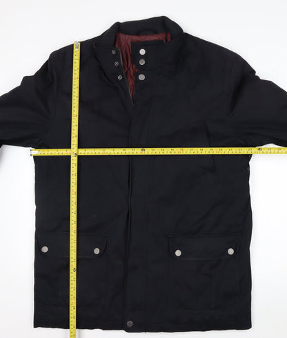 Thomas Nash Men's Black L Parka Jacket Lined Mid-Length Cotton Blend