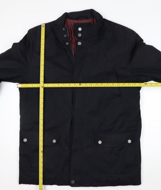 Thomas Nash Men's Black L Parka Jacket Lined Mid-Length Cotton Blend