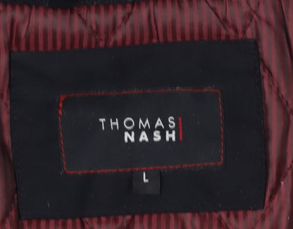 Thomas Nash Men's Black L Parka Jacket Lined Mid-Length Cotton Blend