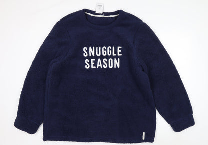 George Women Navy Blue Snuggle Season Fleece Pullover Sweatshirt 2XL