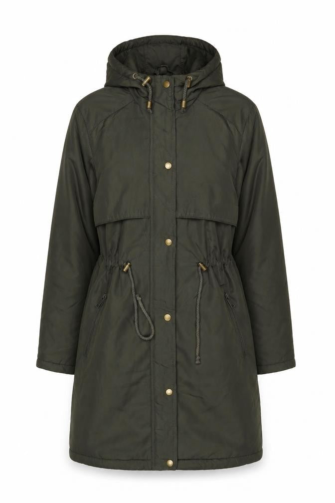 Brave Soul Women's Green Hooded Long Parka Jacket Size 8