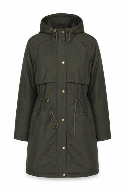 Brave Soul Women's Green Hooded Long Parka Jacket Size 8