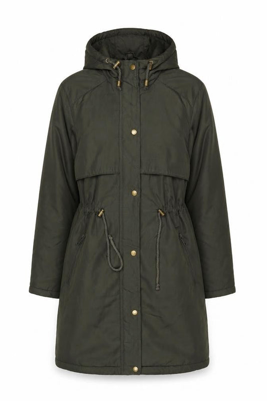 Brave Soul Women's Green Hooded Long Parka Jacket Size 8