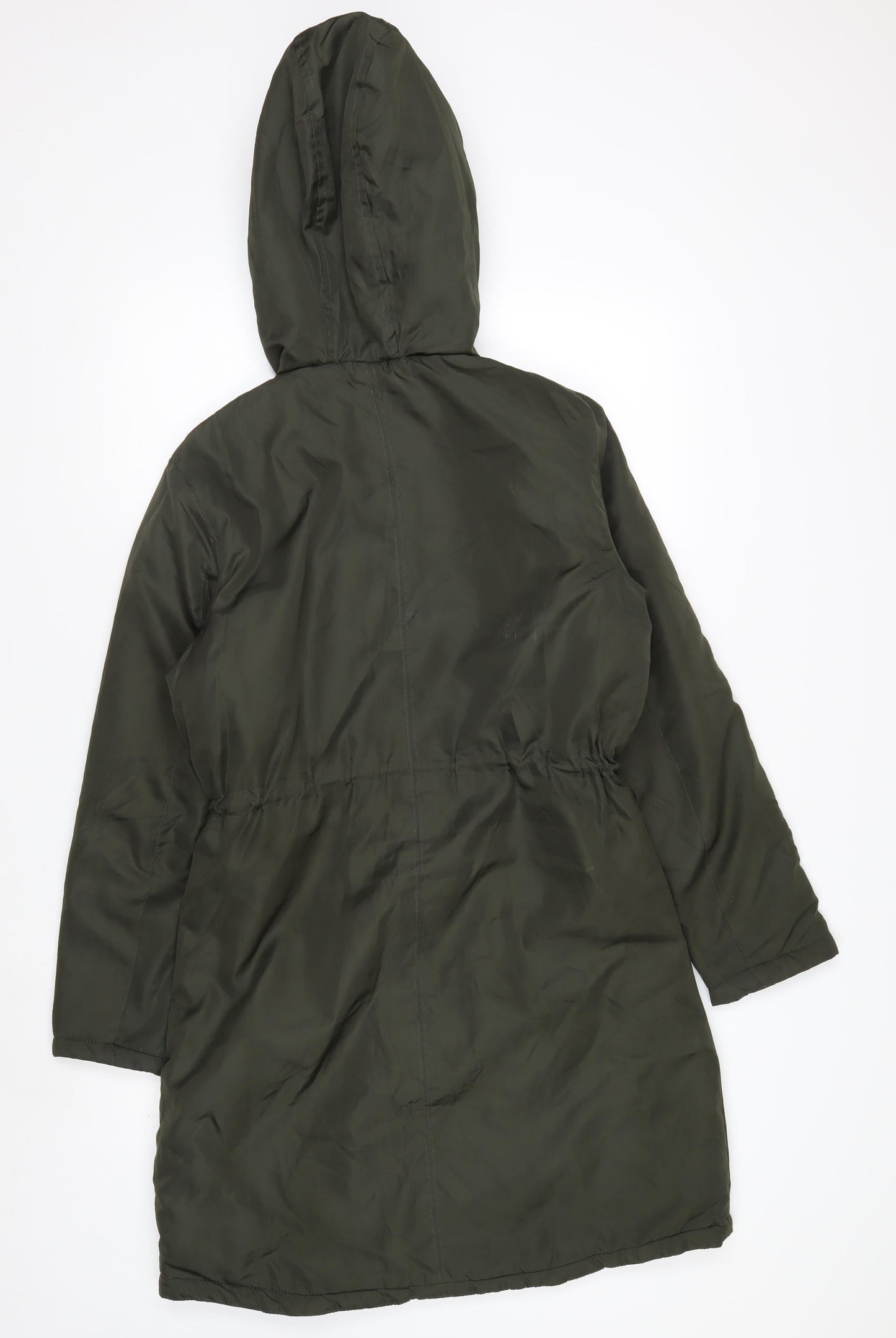 Brave Soul Women's Green Hooded Long Parka Jacket Size 8
