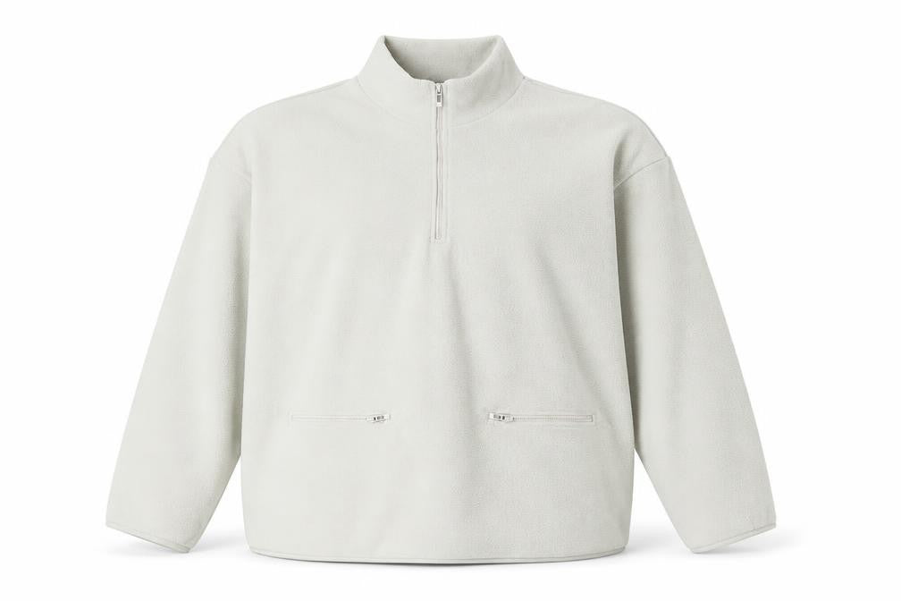 PRETTYLITTLETHING Men’s Beige Fleece 1/4 Zip Pullover Sweatshirt XL