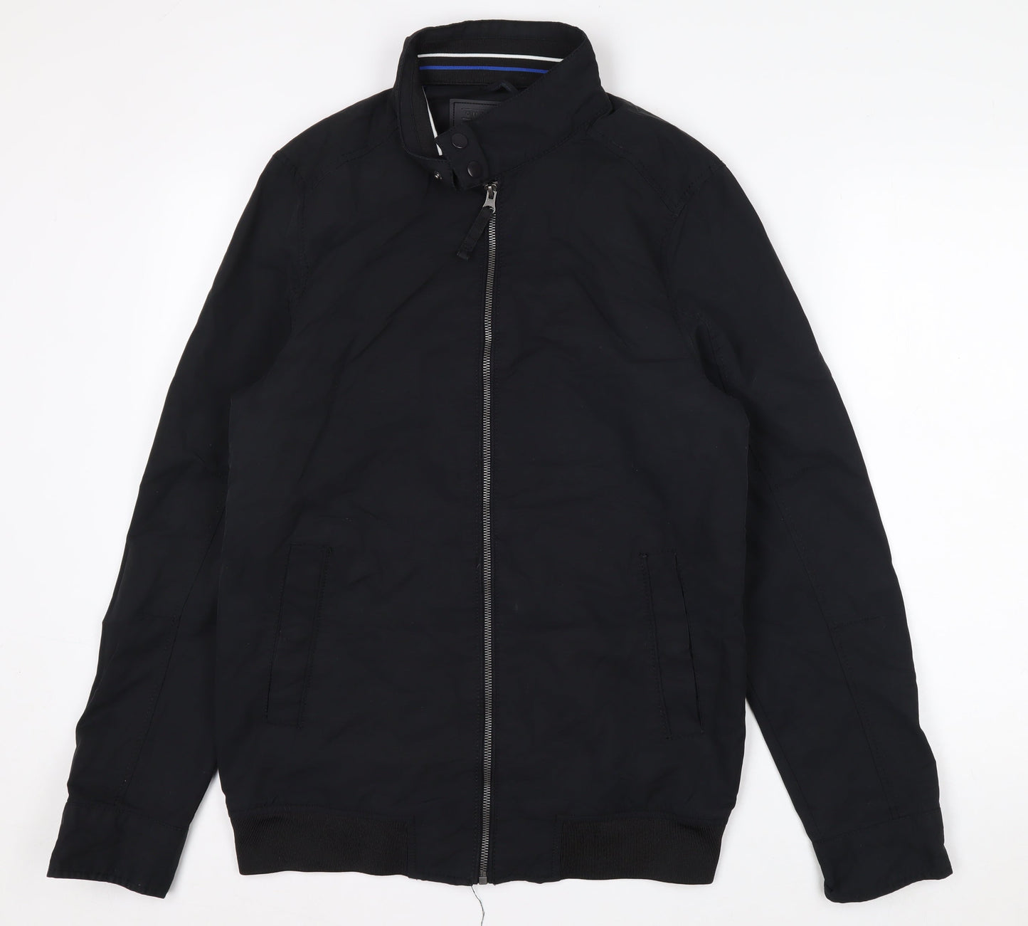 F&F Men’s Black Cotton Nylon Bomber Jacket Size S Regular Fit