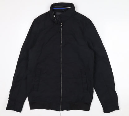 F&F Men’s Black Cotton Nylon Bomber Jacket Size S Regular Fit