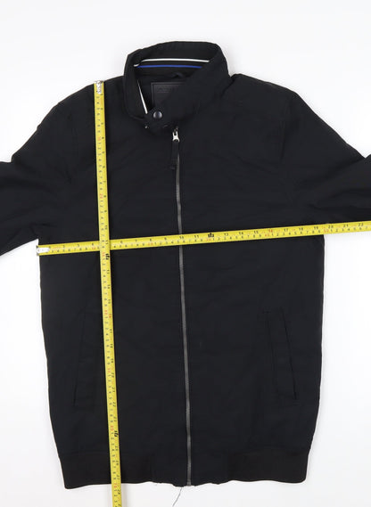F&F Men’s Black Cotton Nylon Bomber Jacket Size S Regular Fit