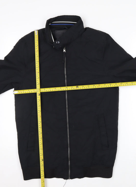 F&F Men’s Black Cotton Nylon Bomber Jacket Size S Regular Fit