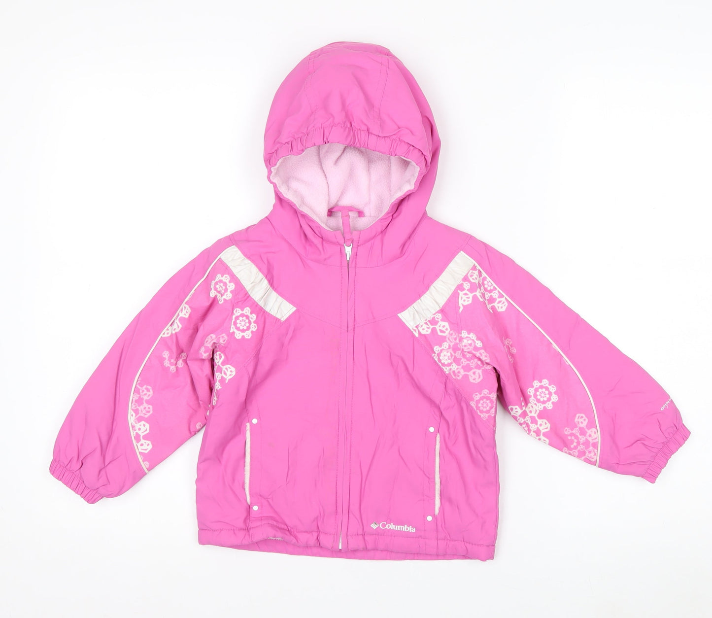 Columbia Girls Pink Floral Hooded Winter Puffer Jacket 3 Years Waterproof